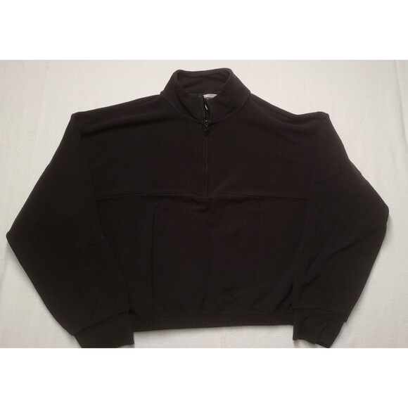 Victoria Secret Cropped Light Henley Style Long Sleeve Black 1/4 Zip Size XL - Picture 1 of 6